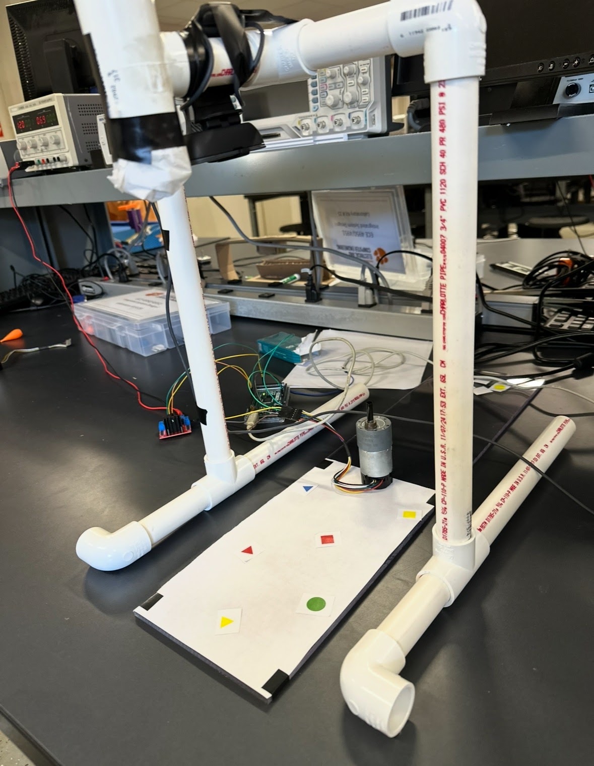 Angular pointing prototype beneath the fixed camera fixture